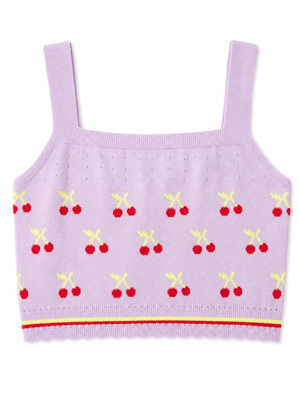 Cider Lilac Cherry Tank Top Crop Top, Size Large